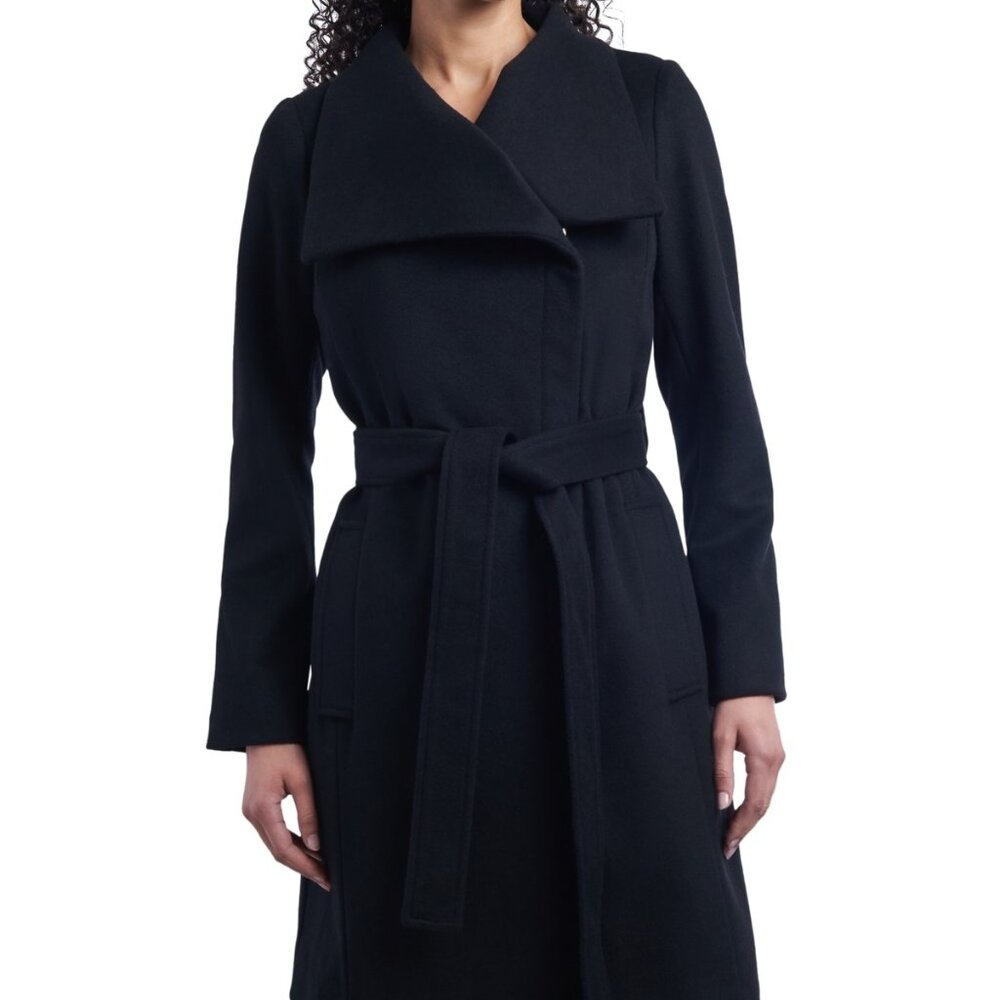 NEW MICHAEL MICHAEL KORS Women’s Wool Belted Wrap Coat – Black – Size S